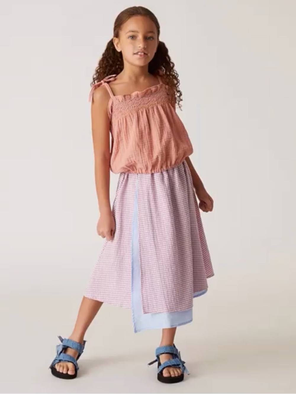 The Sunday Collective Girl’s Pink Sleeveless Top with ties 100% cotton NWT